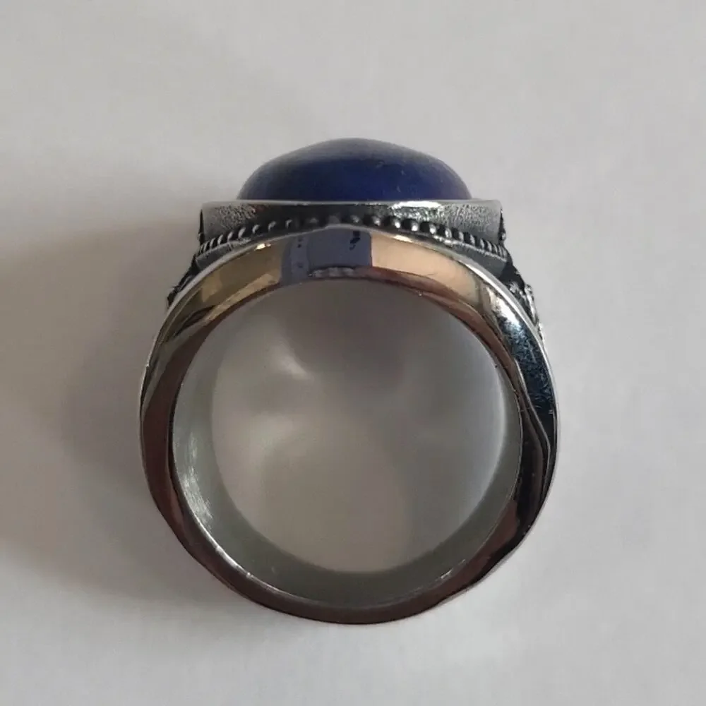 Lapis Lazuli Natural Gemstone Handmade Men's Ring Size 9 NWT
